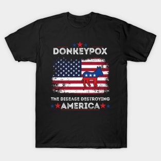 Funny Anti Biden Donkey Pox The Disease Destroying America T-Shirt